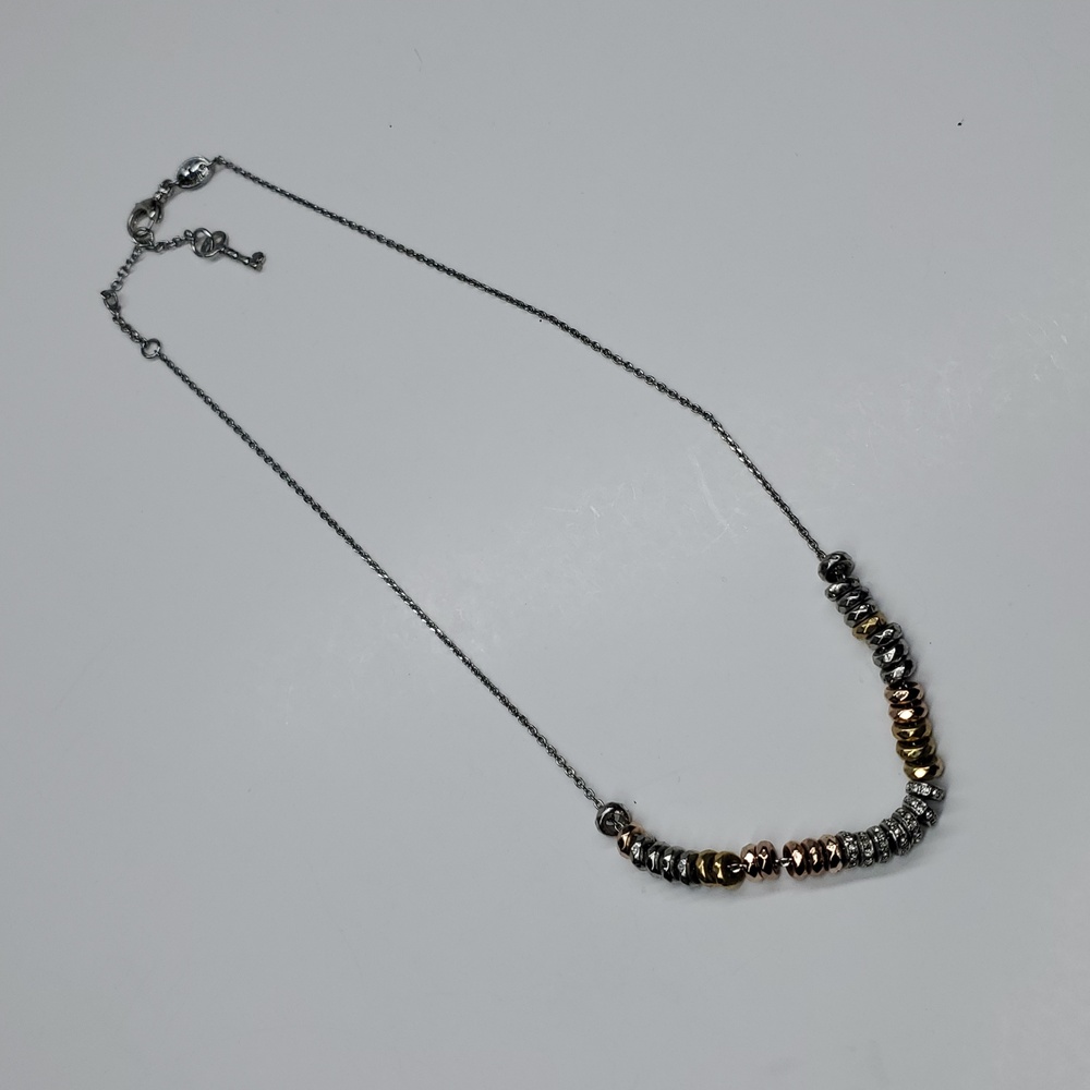 Fossil Tri color Metal Beaded Necklace